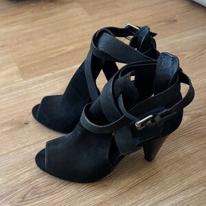 NWT! All Saints Black Strappy Heeled Sandals